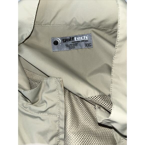 Golf Tech Quarter Zip‎ removable sleeves beige Windbreaker XXL 2 Pocket - Picture 3 of 8